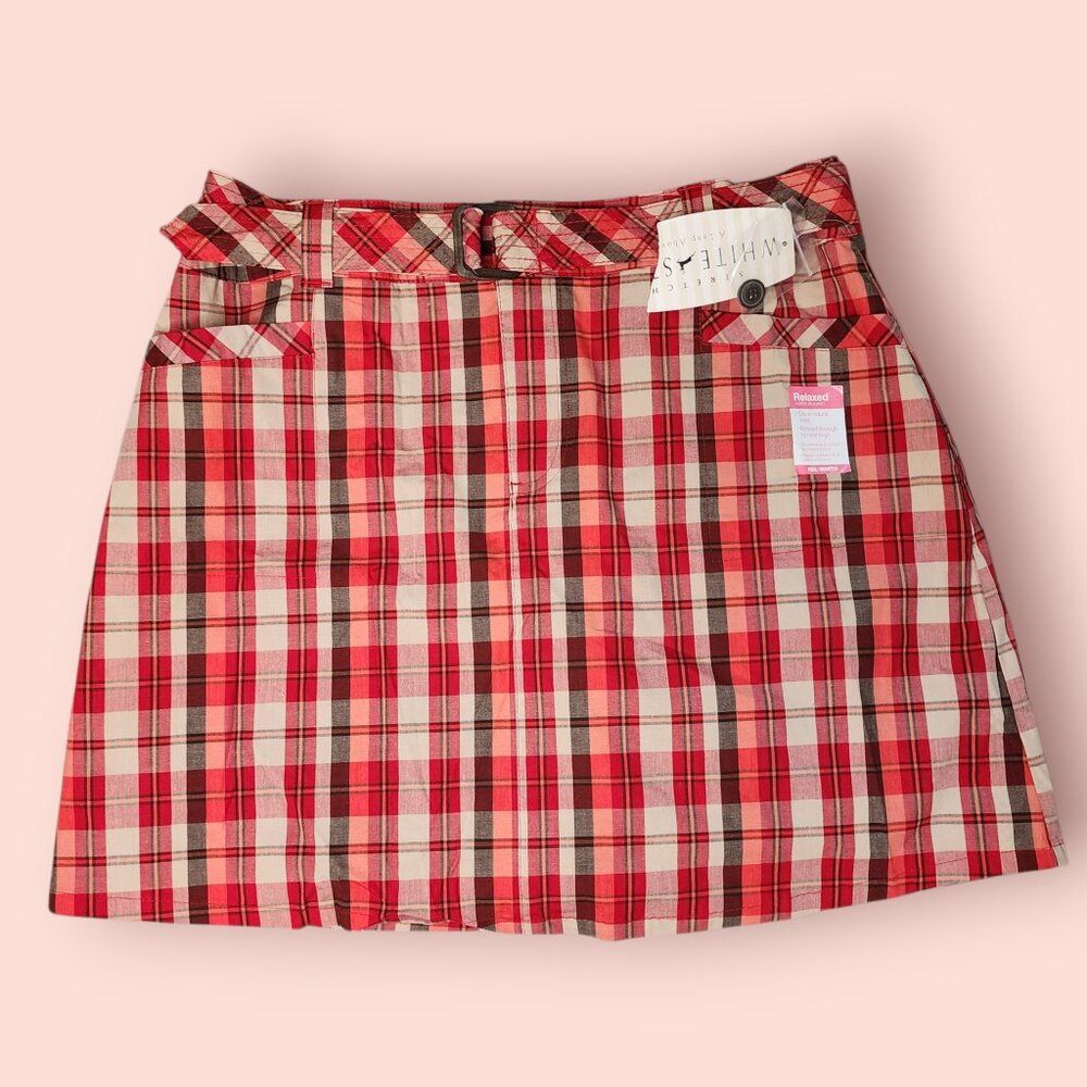 NWT White Stag Red Plaid Stretch Skort size 12 preppy academia fall grunge punk
